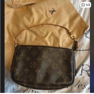 Louis Vuitton Monogram Canvas Mini Pochette in Brown and Tan